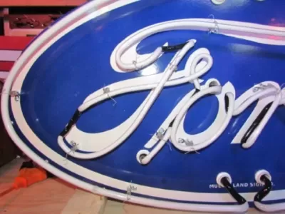 New Double-Sided Ford Oval Porcelain Neon Sign 48"W x 24"H