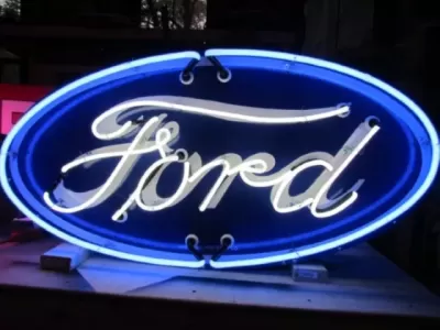 New Double-Sided Ford Oval Porcelain Neon Sign 48"W x 24"H