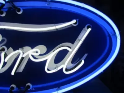 New Double-Sided Ford Oval Porcelain Neon Sign 48"W x 24"H