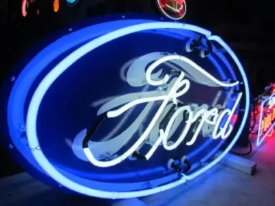 New Double-Sided Ford Oval Porcelain Neon Sign 48"W x 24"H