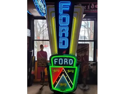 New Ford Jubilee Animated Porcelain Sign with neon 63 IN W  x 12 FT H 