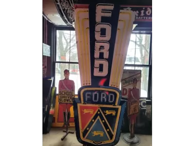 New Ford Jubilee Animated Porcelain Sign with neon 63 IN W  x 12 FT H 