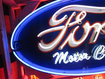 New Ford Motor Company / Lincoln Porcelain Neon Sign 6 FT W x 15 1/2 FT H