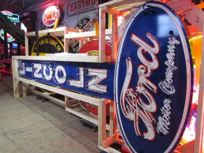 New Ford Motor Company / Lincoln Porcelain Neon Sign 6 FT W x 15 1/2 FT H