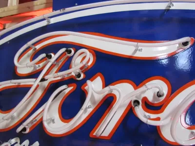 New Ford Motor Company / Lincoln Porcelain Neon Sign 6 FT W x 15 1/2 FT H