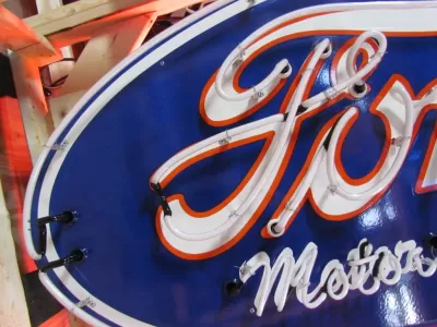 New Ford Motor Company / Lincoln Porcelain Neon Sign 6 FT W x 15 1/2 FT H