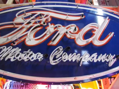 New Ford Motor Company / Lincoln Porcelain Neon Sign 6 FT W x 15 1/2 FT H