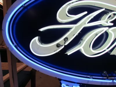 New Ford V8 Porcelain Neon Sign with Animation 76 IN W x 78 IN H