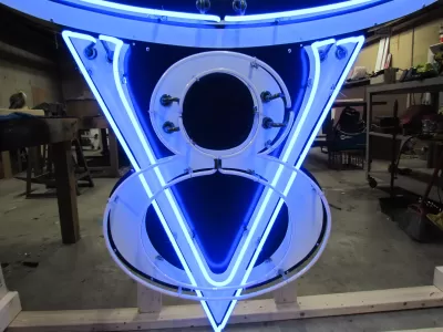 New Ford V8 Porcelain Neon Sign with Animation 76 IN W x 78 IN H