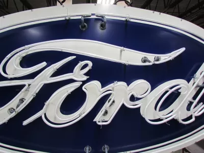 New Ford V8 Porcelain Neon Sign with Animation 76 IN W x 78 IN H