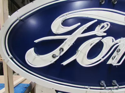 New Ford V8 Porcelain Neon Sign with Animation 76 IN W x 78 IN H