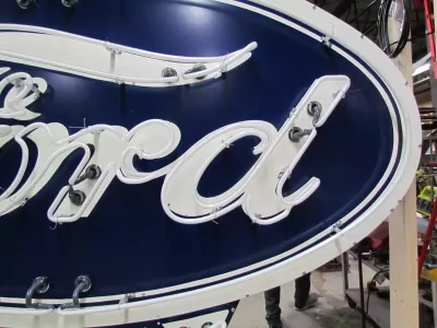 New Ford V8 Porcelain Neon Sign with Animation 76 IN W x 78 IN H