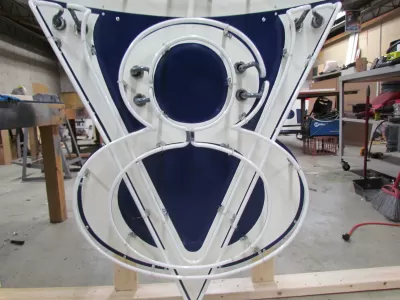 New Ford V8 Porcelain Neon Sign with Animation 76 IN W x 78 IN H