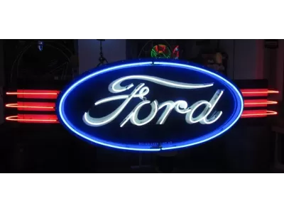 New Double-Sided Ford Oval with Wings Porcelain Neon Sign - 8 FT W x 36"H