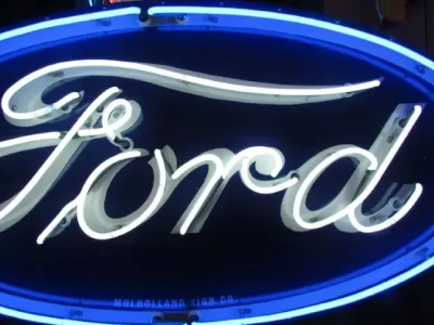 New Double-Sided Ford Oval with Wings Porcelain Neon Sign - 8 FT W x 36"H