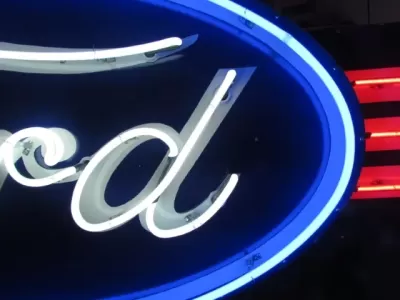 New Double-Sided Ford Oval with Wings Porcelain Neon Sign - 8 FT W x 36"H