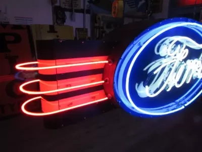 New Double-Sided Ford Oval with Wings Porcelain Neon Sign - 8 FT W x 36"H