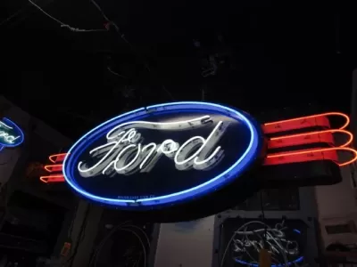 New Double-Sided Ford Oval with Wings Porcelain Neon Sign - 8 FT W x 36"H