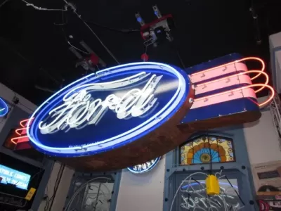 New Double-Sided Ford Oval with Wings Porcelain Neon Sign - 8 FT W x 36"H