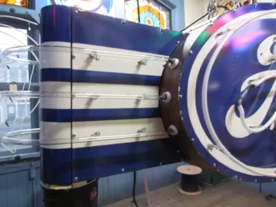 New Double-Sided Ford Oval with Wings Porcelain Neon Sign - 8 FT W x 36"H