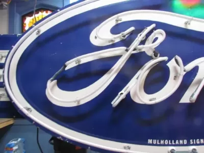 New Double-Sided Ford Oval with Wings Porcelain Neon Sign - 8 FT W x 36"H
