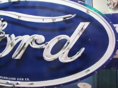 New Double-Sided Ford Oval with Wings Porcelain Neon Sign - 8 FT W x 36"H