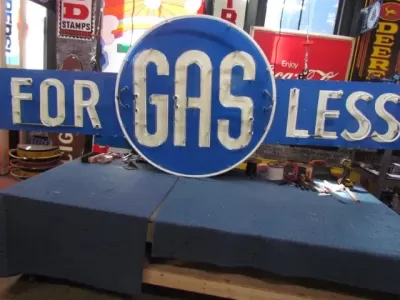 New GAS FOR LESS Animated Painted Neon Sign 12 Ft W x 4 Ft H