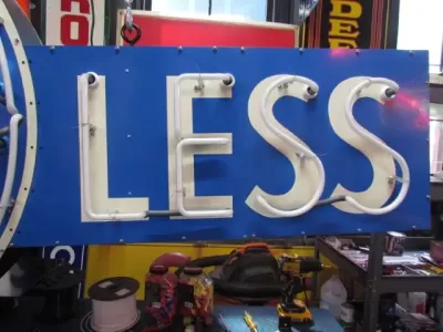 New GAS FOR LESS Animated Painted Neon Sign 12 Ft W x 4 Ft H