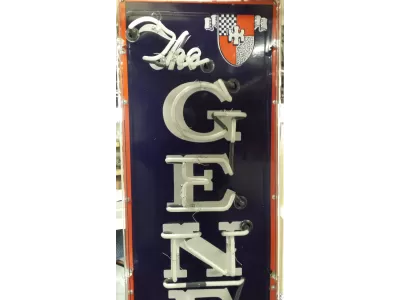 Original General Tires Porcelain Sign with Neon 16 IN W x 72 IN H 