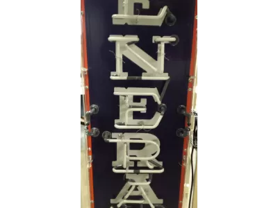 Original General Tires Porcelain Sign with Neon 16 IN W x 72 IN H 