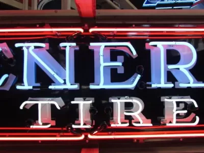 New General Tire Porcelain Neon Sign 8 Ft W x 24" H 