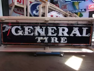 New General Tire Porcelain Neon Sign 8 Ft W x 24" H 