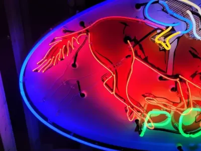 New Gibble Gas Animated Single-Sided Porcelain Neon Sign 72 IN W x 36"H 