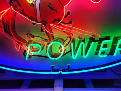 New Gibble Gas Animated Single-Sided Porcelain Neon Sign 72 IN W x 36"H 