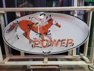 New Gibble Gas Animated Single-Sided Porcelain Neon Sign 72 IN W x 36"H 