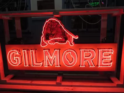 New Gilmore Gasoline Porcelain Neon Sign 6 FT W x 44 IN H