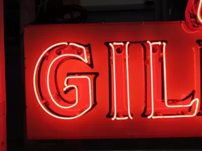 New Gilmore Gasoline Porcelain Neon Sign 6 FT W x 44 IN H