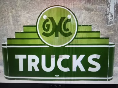New GMC Trucks Double-sided Porcelain Neon with Bullnose Ends  72 IN W x 32 IN H