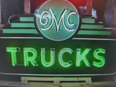 New GMC Trucks Double-sided Porcelain Neon with Bullnose Ends  72 IN W x 32 IN H