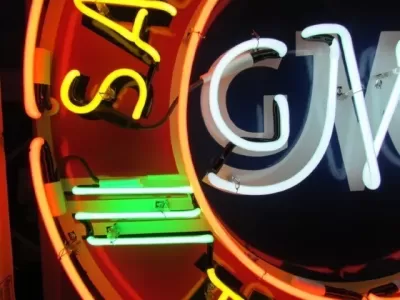 New GMC Sales & Service Trucks Porcelain Neon Sign 72" Diameter