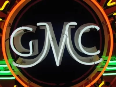 New GMC Sales & Service Trucks Porcelain Neon Sign 72" Diameter