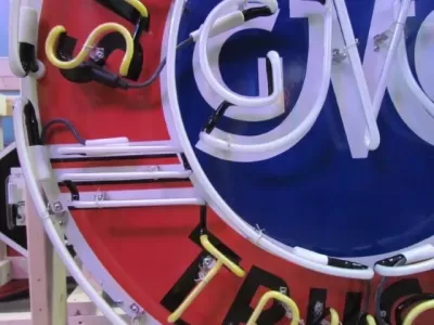 New GMC Sales & Service Trucks Porcelain Neon Sign 72" Diameter