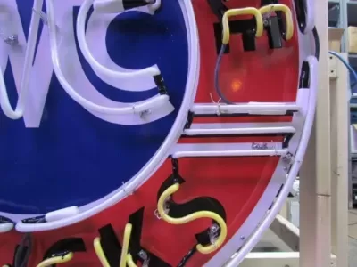 New GMC Sales & Service Trucks Porcelain Neon Sign 72" Diameter