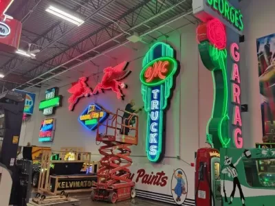 New GMC Trucks Porcelain Neon Sign 78 IN W x 15 FT 4 IN H