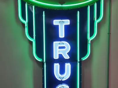 New GMC Trucks Porcelain Neon Sign 78 IN W x 15 FT 4 IN H