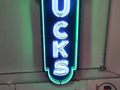 New GMC Trucks Porcelain Neon Sign 78 IN W x 15 FT 4 IN H