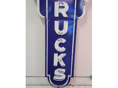 New GMC Trucks Porcelain Neon Sign 78 IN W x 15 FT 4 IN H