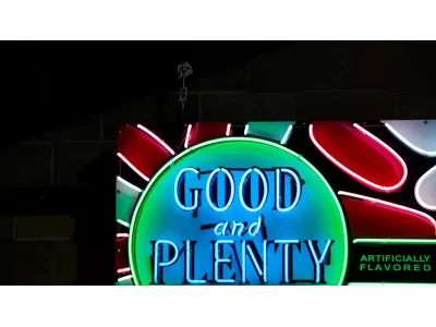 New Good and Plenty Candy Box Painted Neon Sign 78 IN W x 40 IN H
