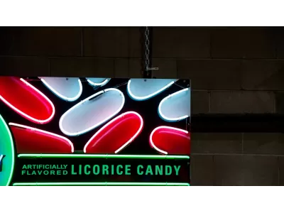 New Good and Plenty Candy Box Painted Neon Sign 78 IN W x 40 IN H