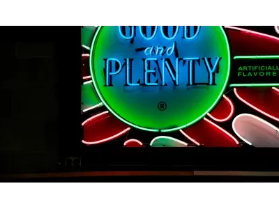 New Good and Plenty Candy Box Painted Neon Sign 78 IN W x 40 IN H